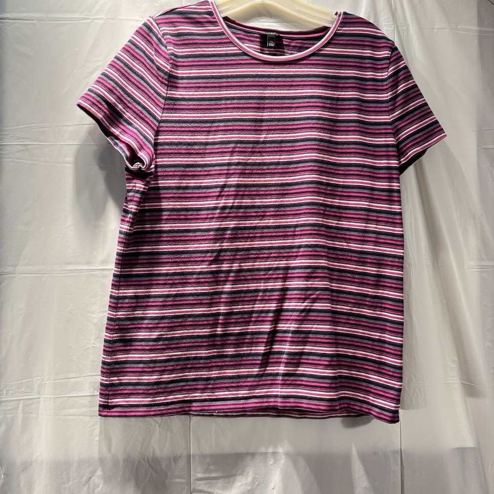 Talbots Tee Shirt Women's Size XL Striped Boho Stretch Short Sleeve